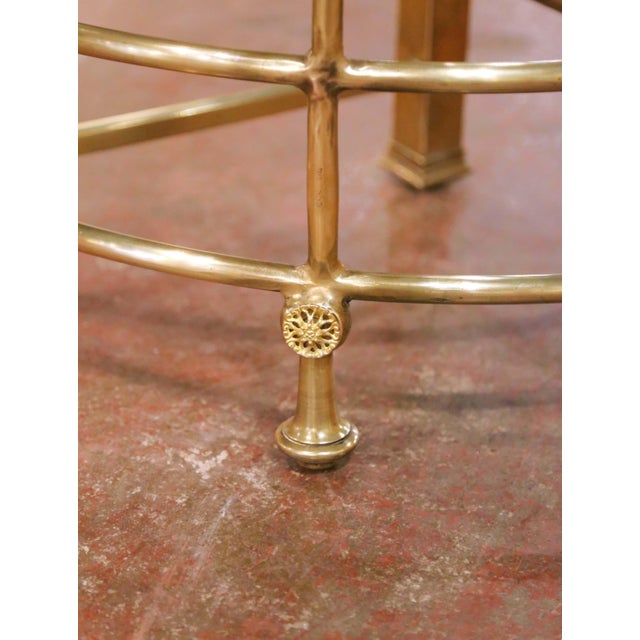 Early 20th Century English Edwardian Four-Step Brass and Leather Library Steps For Sale - Image 11 of 15