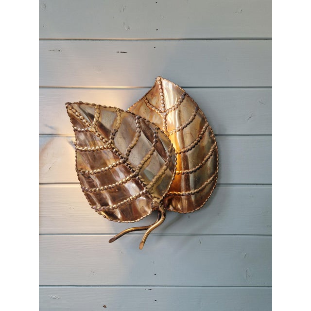 Floral Wall Sconce in Brass from Maison Jansen, France, 1970s For Sale - Image 6 of 11