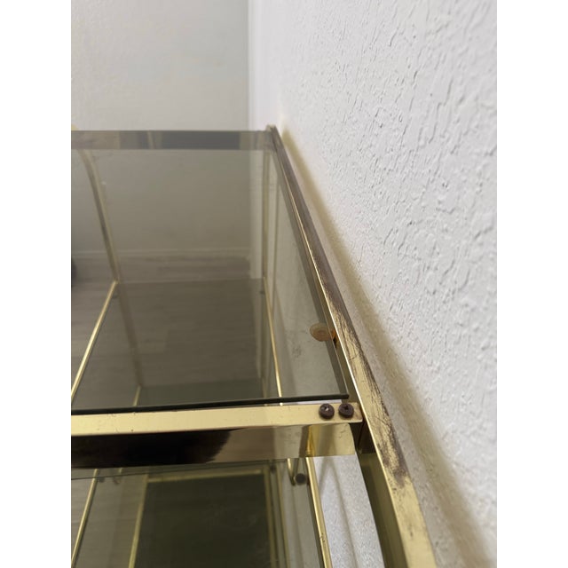 Gold 1980s Milo Baughman Style Gold Brass Etagere For Sale - Image 8 of 10