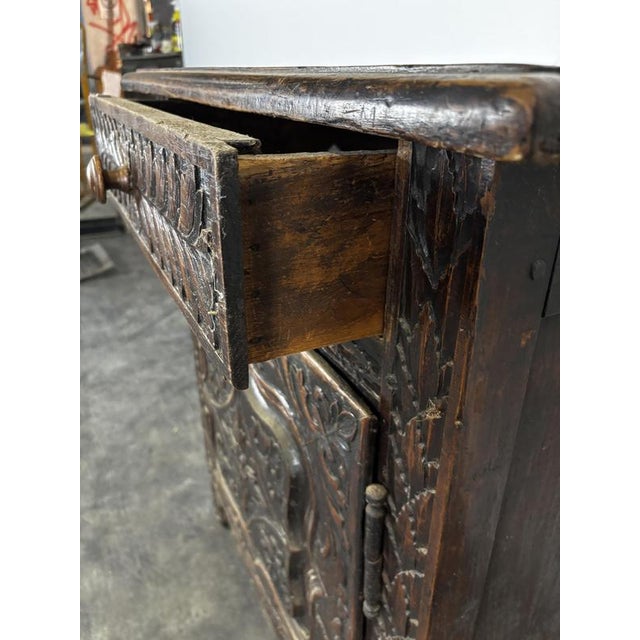 2000 - 2009 Breton Cabinet in Carved Oak with Door and Drawer For Sale - Image 5 of 8