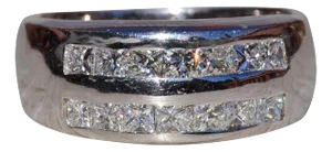 The Wellandport: Ladies 14K White Gold Princess Cut Diamond Band