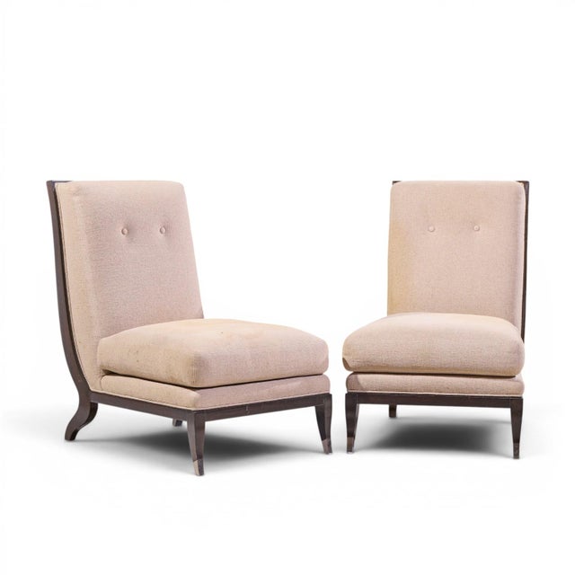 Contemporary William Switzer Chaise Apollon Collection Armless Slipper Chairs - Pair For Sale - Image 3 of 13