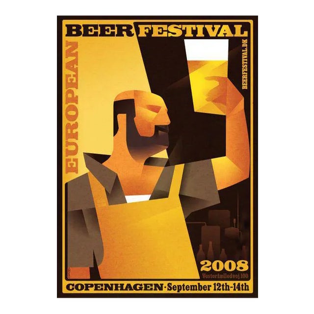 Danish Modern Poster, European Beer Festival For Sale