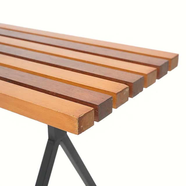 Metal and Wood Bench, 1950s For Sale - Image 11 of 14