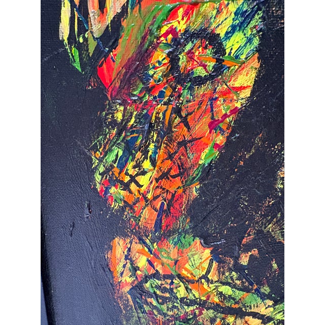 Vintage Abstract Expressionist Faces Painting, Signed, Artist Unknown - Set of 2 For Sale In Detroit - Image 6 of 13