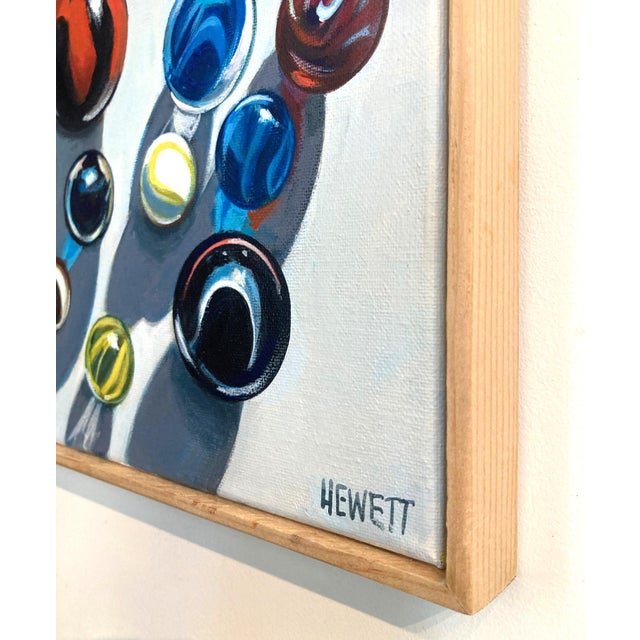 Acrylic on canvas original painting of a collection of marbles randomly placed on a surface casting strong shadows. The...
