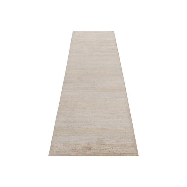2010s Rug & Kilim’s Contemporary Textural Runner Rug in Beige-Brown Striae For Sale - Image 5 of 7