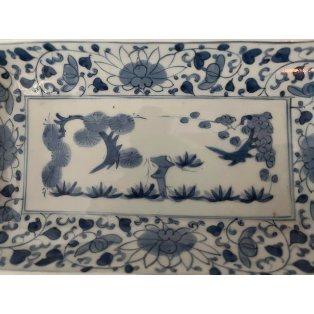 Antique Japanese Rectangular Blue and White Dishes - Set of 2 For Sale - Image 17 of 18