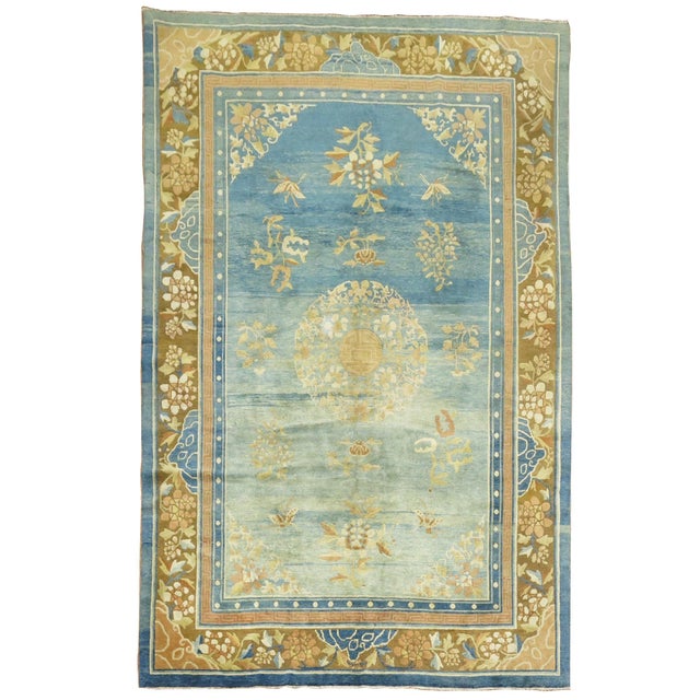 Pale Blue Antique Chinese Rug For Sale - Image 15 of 18