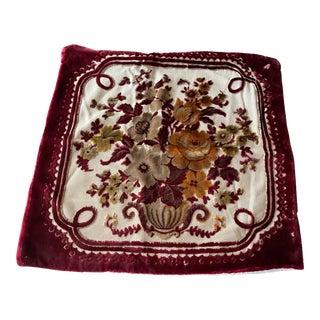 1940s Fortuny Style Cut Velvet Feather Down Pillow For Sale