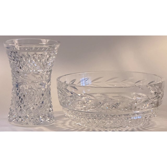 Vintage Waterford Lead Crystal Bowl and Flower Vase Glandore Pattern - 2 pcs For Sale - Image 17 of 17