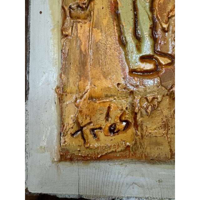 Figurative Tres Taylor Original Outsider Tramp Art Monk Painting on Ceramic For Sale - Image 3 of 5
