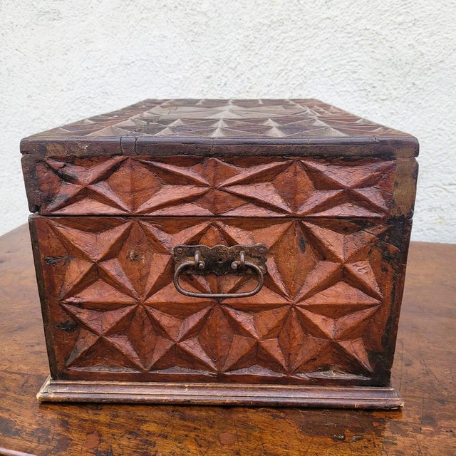Brown Italian Carved Wooden Chest, 19th Century For Sale - Image 8 of 13