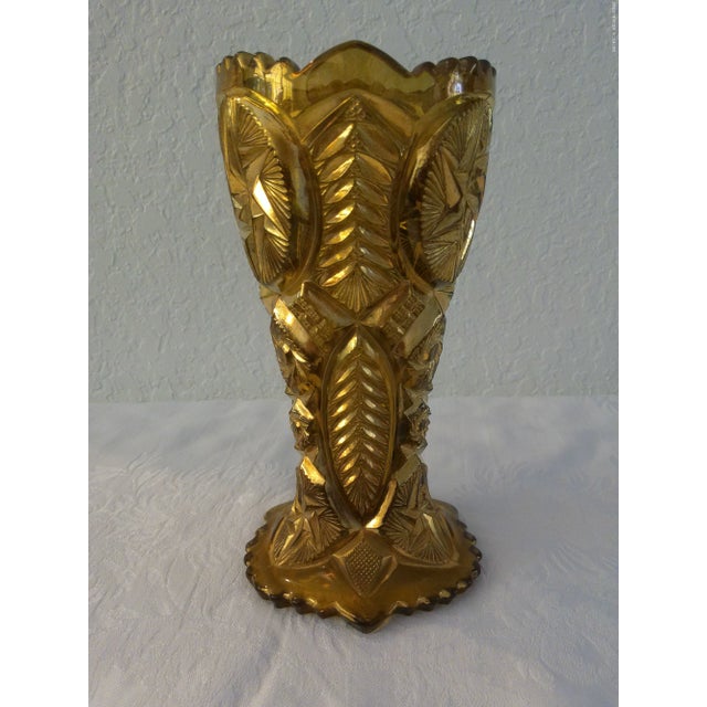 Regal mid-century Czechoslovakian flash glass vase in an iridescent shade of copper. No marks.