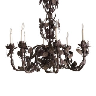 1920s Large-Scale French Tole Chandelier With Vinework For Sale
