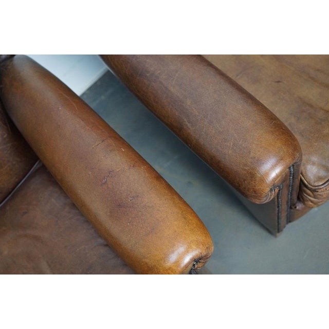 Metal Vintage Dutch Cognac Leather Club Chairs, Set of 2 For Sale - Image 7 of 18