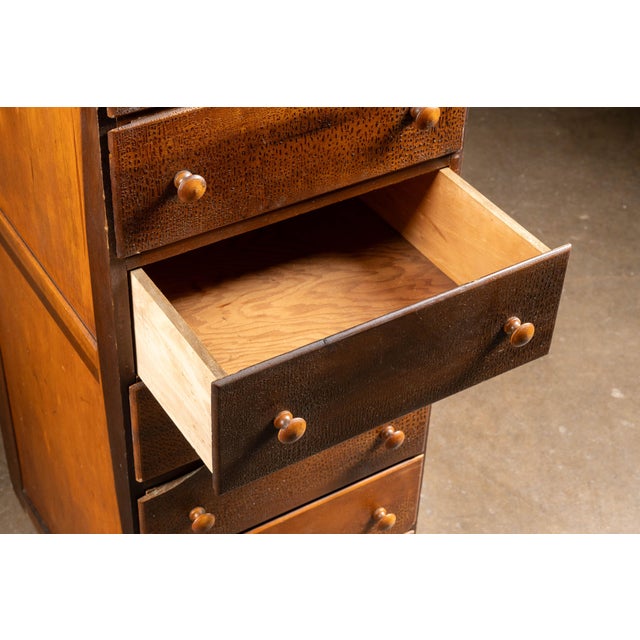 Wood Antique Oak and Plywood Crazed Parts Cabinet For Sale - Image 7 of 13