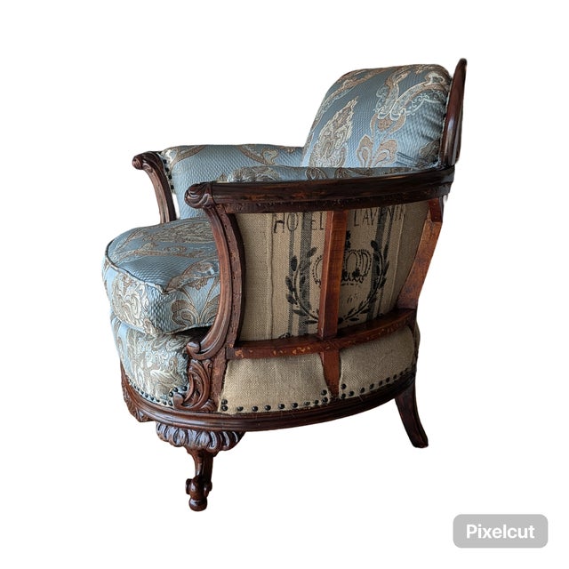 Mid 20th Century Vintage Deconstructed Louis XVI Style Accent Armchair For Sale - Image 5 of 12
