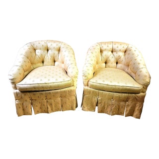 Vintage Pair of Tufted Upholstered Club Chairs For Sale