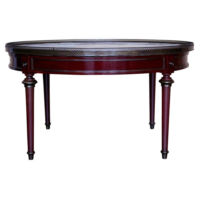Early 20th Century French Provincial Bouillotte Mahogany with Marble Top Round Coffee Table For Sale - Image 15 of 18