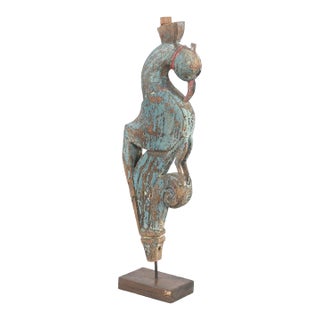Antique Indian Carved Teakwood Corbel on a Stand For Sale