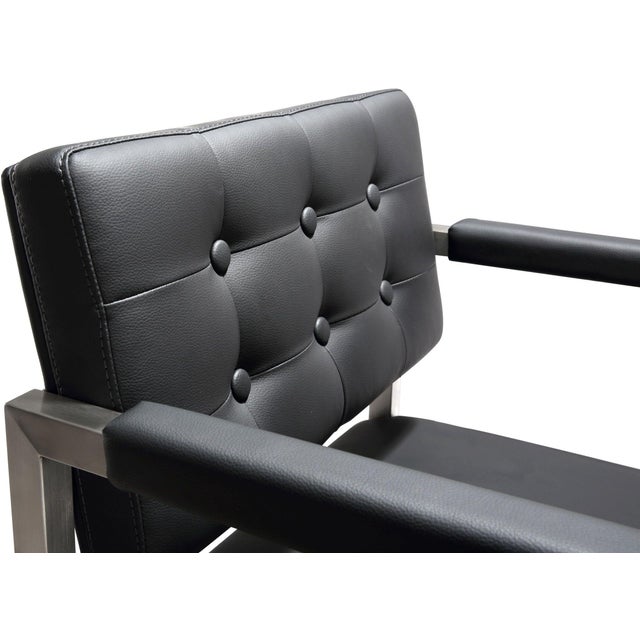 2020s Director Black Vegan Leather & Steel Counter Stool For Sale - Image 5 of 10