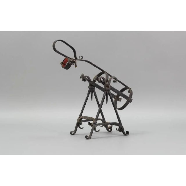 Vintage German Wrought Iron Bottle Cradle Pourer, 1970s For Sale - Image 4 of 18