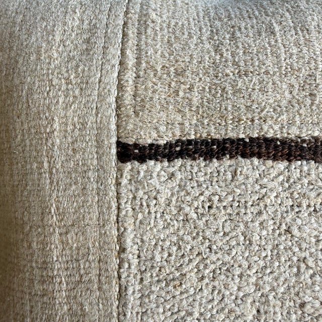Turkish Vintage Turkish Hemp Rug Pillow 21" X 21" With Down Insert For Sale - Image 3 of 9