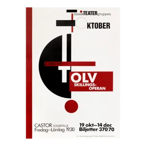 1980 Swedish Theater Poster, Musikteatregruppen Oktober, Sodertalije Kulturnamnd, Bertolt Brecht Theatre Poster