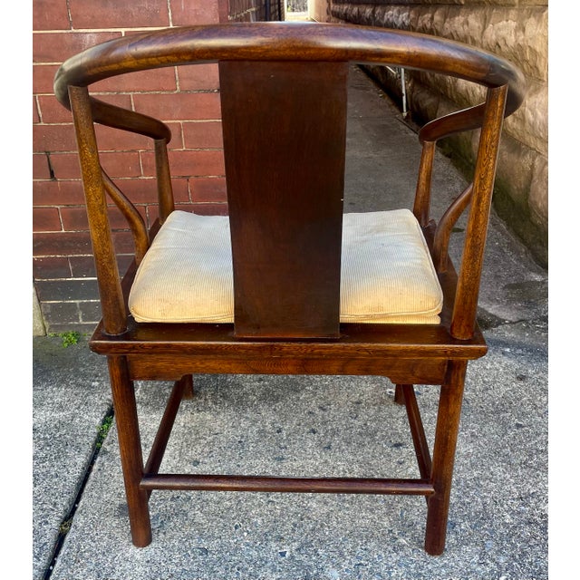 Mid 20th Century Michael Taylor for Baker Asian Inspired Horseshoe Back Single Chair For Sale - Image 9 of 12