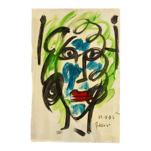 Signed Peter Keil "Echoes in Green and Blue" Mix Media on Masonite