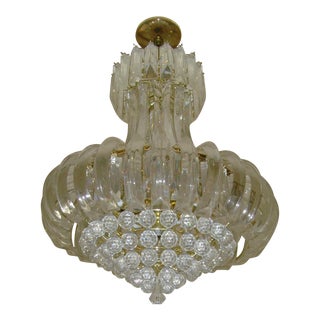1970s Contemporary Lucite and Metal Chandelier For Sale