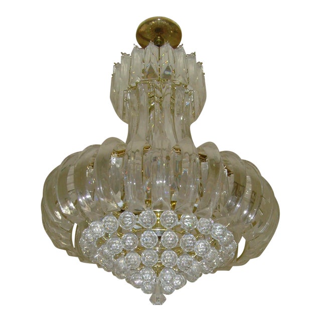 1970s Contemporary Lucite and Metal Chandelier For Sale