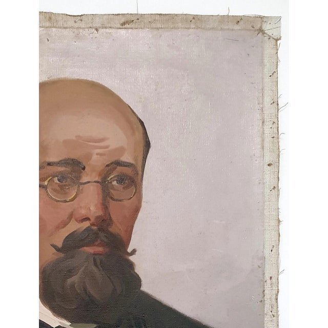 Realism Antique Oil Portrait Painting, Ukrainian Artist Soroka, Male Figure 80-60 For Sale - Image 3 of 6