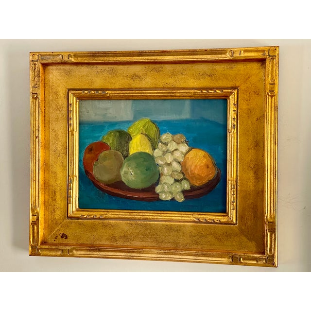 Cerulean Mid-Century Danish Oil on Board Still Life of Colorful Fruit, 1950’s For Sale - Image 8 of 11