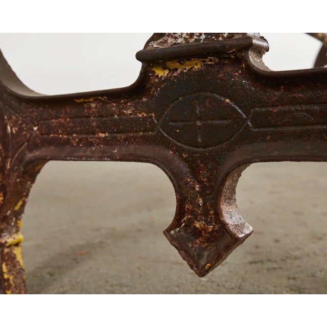 19th Century French Industrial Style Pine Iron Dining Table For Sale - Image 12 of 13