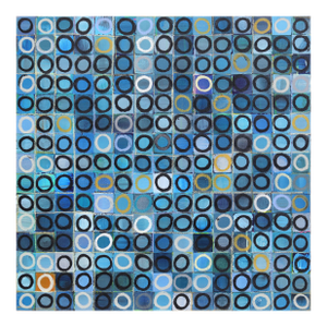 225 Circles v.2 - Contemporary Blue White Abstract Geometric Painting Original Artwork by Brandon Neher