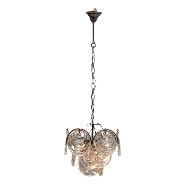 20th Century Italian Mid-Century Murano Style Glass Disc Chandelier For Sale