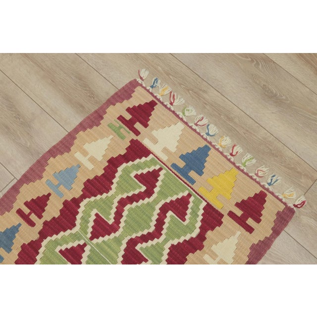 1970s Turkish Vintage Rams Horn Design Ikat Beige Hand Knotted Kilim Rug For Sale In Sacramento - Image 6 of 12