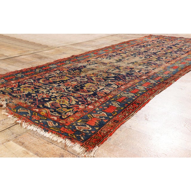Navy Blue Late 19th Century Persian Malayer Rug, 03'11 X 09'10 For Sale - Image 8 of 10
