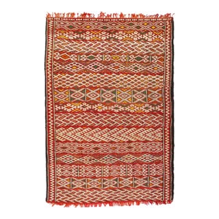 1980s Fine Hand Knotted Flat Weave Moroccan For Sale