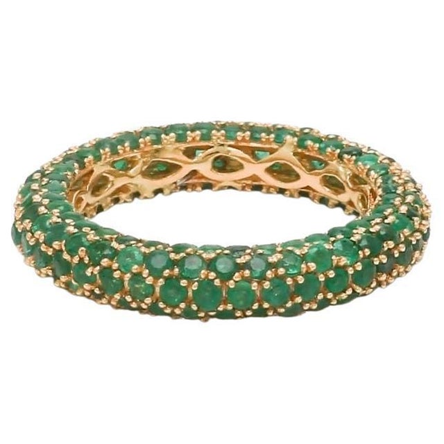 Natural 4.17 cts zambian emerald band ring in 18k gold For Sale - Image 15 of 18