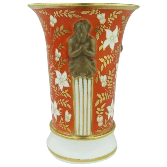 Antique 1810 Spode Porcelain Tomato Red Vase with Neoclassical Term Handles For Sale - Image 10 of 10