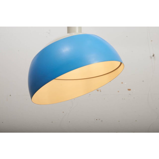 Vintage Pendant Lamp in Blue and White Lacquered Metal by Finn Juhl for Lyfa, Denmark, 1963. For Sale - Image 6 of 13