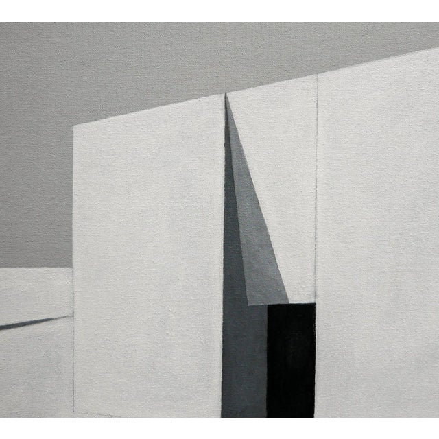 Scott Woodard "Oasis" Gray and Black Abstract Surrealist Architectural Landscape Painting, 2019 For Sale - Image 9 of 11