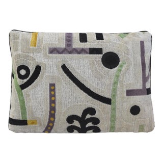 Clarence House Velours Klee Beige Modern Abstract Feather/Down Pillow For Sale