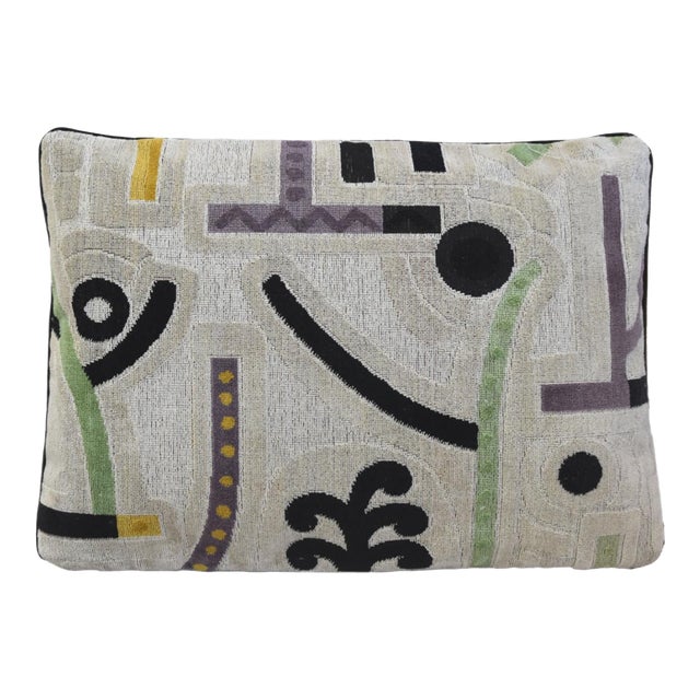 Clarence House Velours Klee Beige Modern Abstract Feather/Down Pillow For Sale