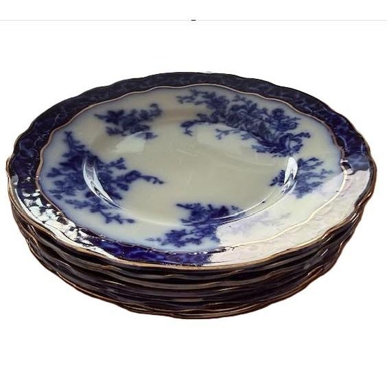 Exceptional set of highly collectible Stanley Touraine Flow Blue Plates. Set of (8) 9" plates. Backstamp and registration...