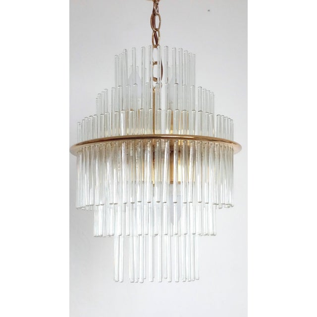Vintage Glass 5-Light Rod Chandelier by Gaetano Sciolari, 1960s For Sale - Image 9 of 9