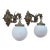 1950s Spanish Gothic Revival Brass Dragon Wall Sconces With Opal Glass Shades - A Pair For Sale